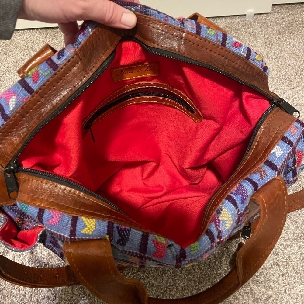 Nena & Co. OOAK The Perfect Bag crossbody tote blue with arrows handmade - Picture 10 of 13